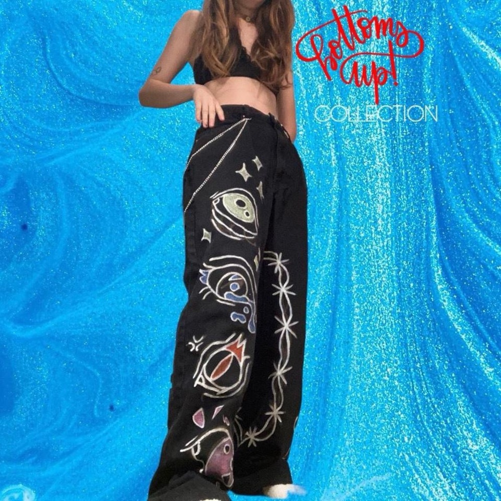 Cotton On Grunge Upcycled Hand Painted Jeans